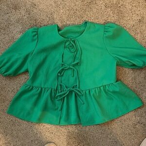 Tie Front, Puff Sleeve Women’s Blouse